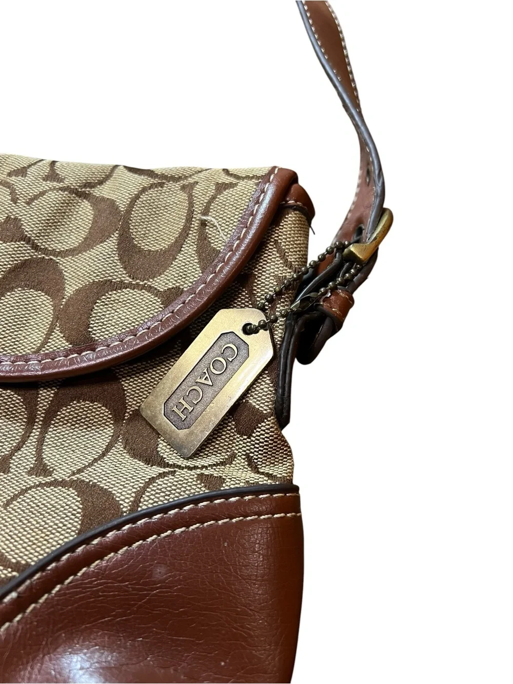 Coach Brown Signature Canvas and Leather Shoulder Bag